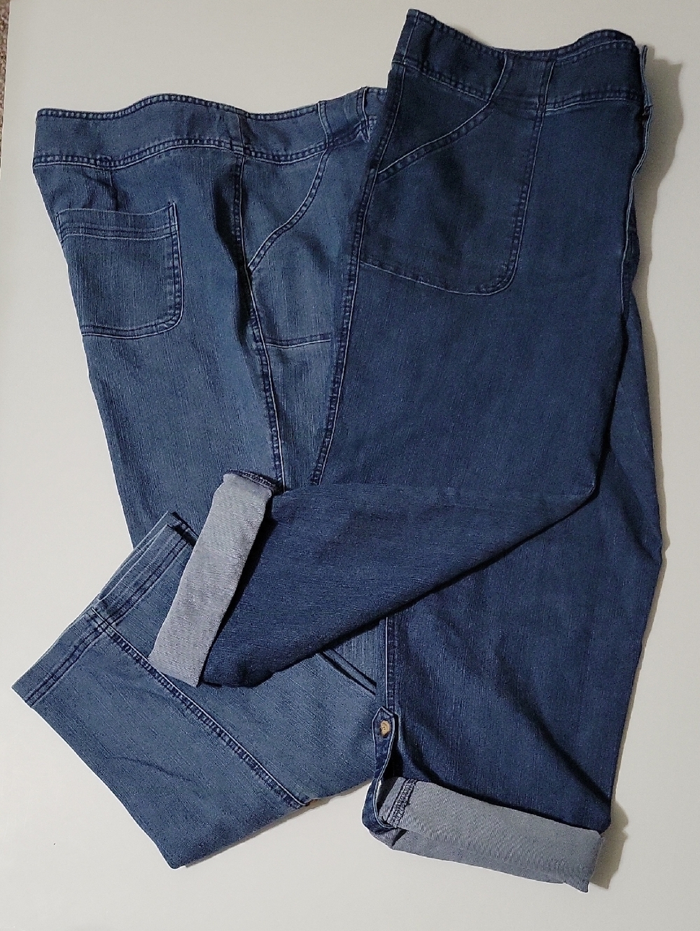 2 Pairs, 1 NWT & 1 Gently Used White Stagg Blue Denim Jeans. Size 16
